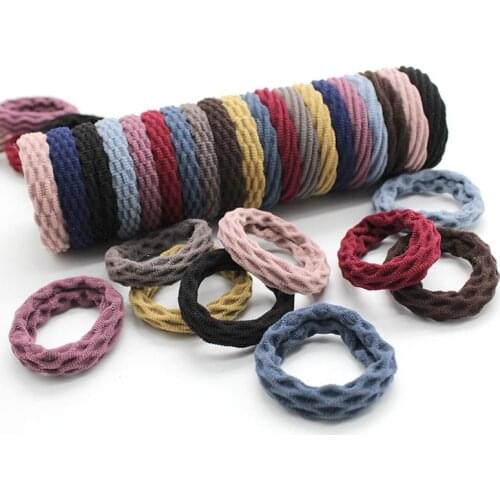 20Pcs New bold high elastic jacquard towel ring rubber band hair ring without seams durable pattern hair rope hair accessories