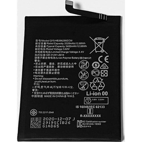 3.82V 3400mAh HB396286ECW For Huawei P20 EML-L09 EML-L09C EML-L22 EML-L29 EML-L29C EML-AL00 EML-TL00 Battery