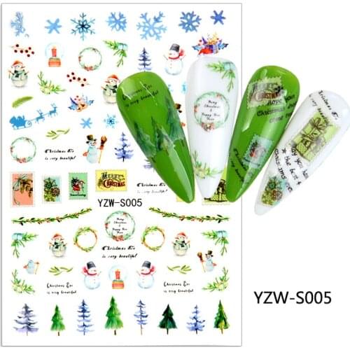 3D Nail Sticker Snowflake Winter Tree Slider Nails Art Decoration Wraps Decals Design Adhesive Manicure Tips Stickers Pegatina