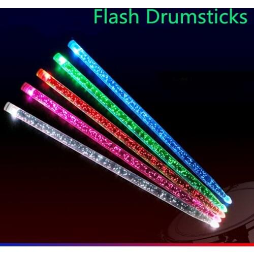 5A Acrylic Flash Drum Sticks Noctilucent Glow in The Dark Stage Performance Luminous Jazz Drumsticks