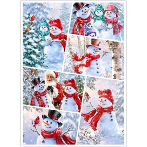 5D Diy Diamond Painting Winter Christmas Snowman Pictures Embroidery Craft Rhinestones Cross Stitch Art Kits Home Decor Gifts