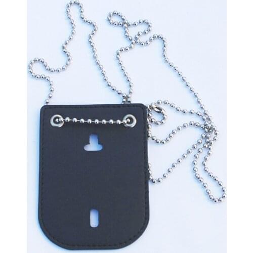 US OFFICER STYLE UNIVERSAL OVAL POLICE BADGE CLIP/NECK HANGER COMBO W/CHAIN