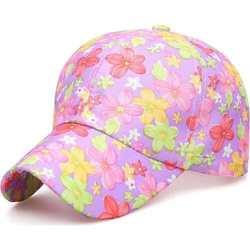 Women Baseball Hats Flower Print Outdoor Sports Full Cap Hat Hip Hop Caps