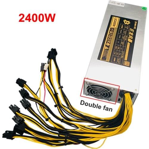 Mining Rig Power Supply 2400W 6PIN*10 ATX 12V 199A Antminer S9 S7 L3 WhatsMiner M3 ETH BTC LTC DASH Miner PSU F