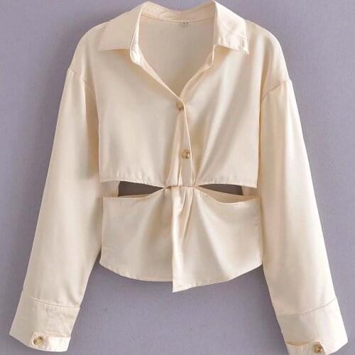Sexy Shirt Collar Polyester Long Sleeve Regular Length Blouses DLSY717