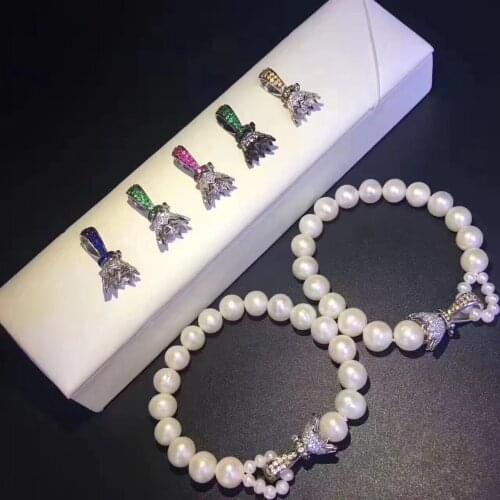 Free shipping Jewelry natural 2-3mm 8-9mm white pearl bracelet 7.5-8inch micro inlay zircon crystal