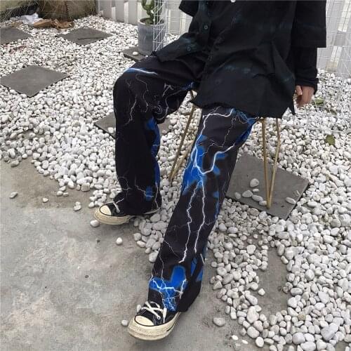 Spring Autumn Korean Fashion Cool Print Lightning Harajuku Women Trousers Casual Cargo Pants Female Oversized Joggers Sweatpants