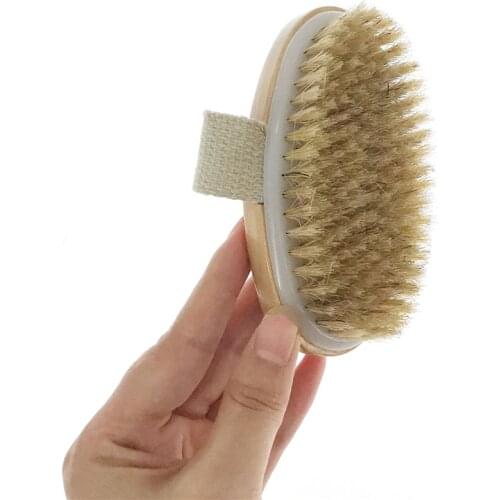 Wooden Massage Brush Soft Natural Bristle Shower Brushes Dry Skin Body Brush Exfoliating Massage Cellulite Treatment Relief Pain
