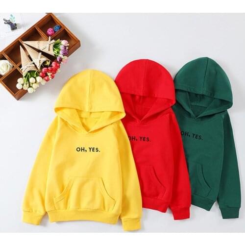 Letters Children Kids Long Sleeve Hooded Top Casual Cotton Hoodie Pullover