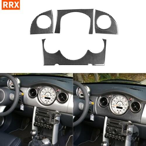 For MINI COOPER R50 R53 2002 2003 2004 Carbon Fiber Sticker Instrument Dashboard AC Panel Frame Set Interiors Car Accessories