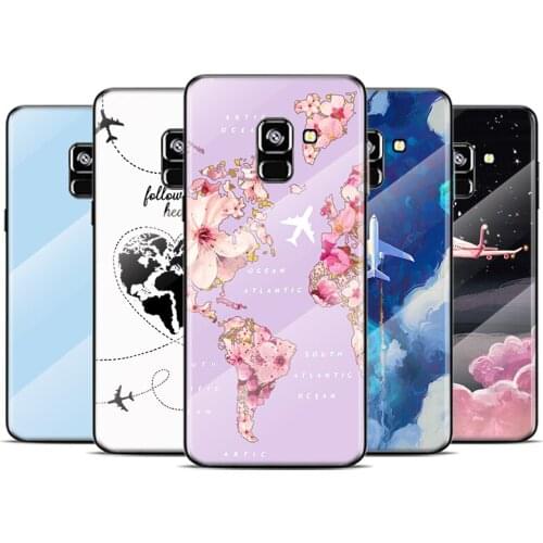 World Map Travel Just Go For Samsung Note 20 10 9 8 Ultra Lite Plus 5G A70 A50 A40 A30 A20 A10 Tempered Glass Phone Case