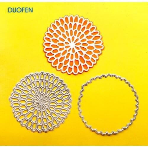 DUOFEN METAL CUTTING DIES 020025LB 2pcs daisies flowers cutout lace hollow embossing stencil DIY Scrapbook Paper Album 2018 new