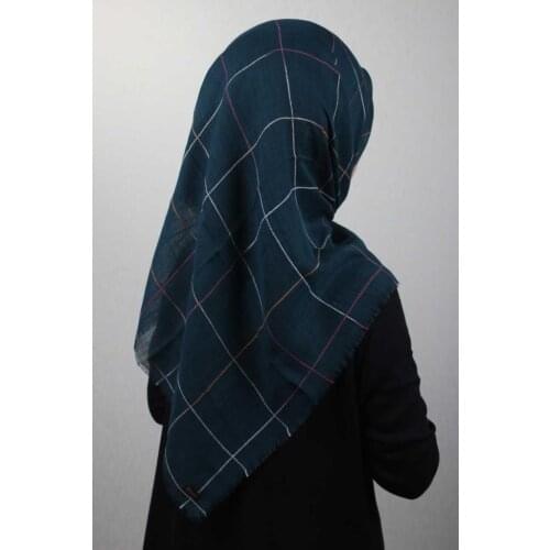 FİRUZE PATTERNED MUNICH LINEN SCARF-DESEN-01-RENK-17