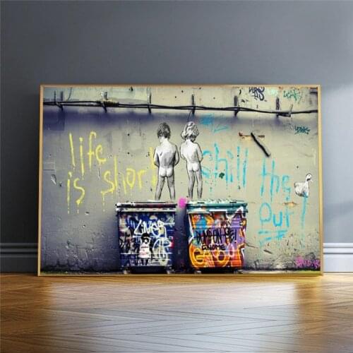 Graffiti Art Life Is Short Chill The Duck Out Canvas Paintings Posters Street Art Pictures for Living Room Wall Decor Cuadros
