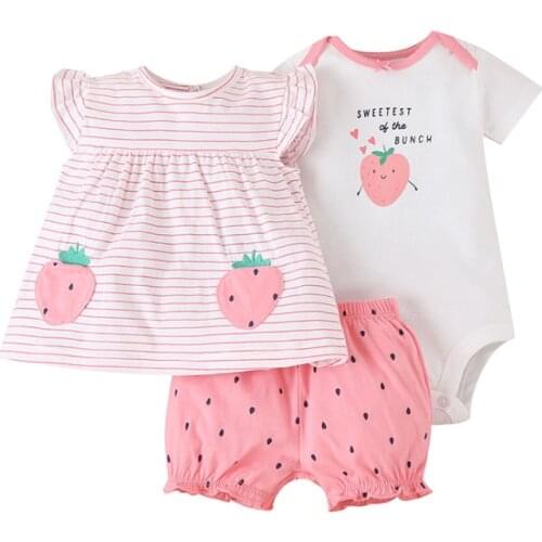 Clothing Sets Newborn Baby Boy Girl 0-24 Months Outfits Summer Floral 8 Colors Cute Infant Baby Romper+Tops+Pants 3 Piece Suits