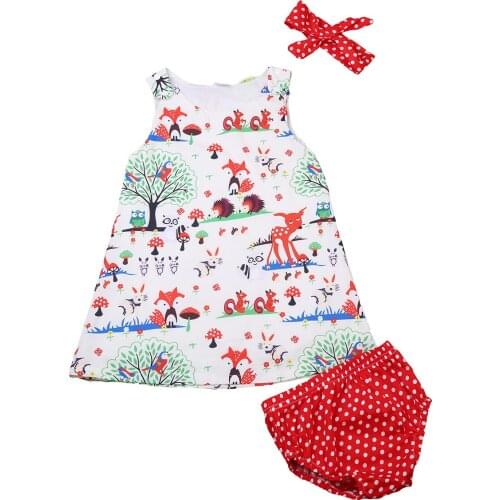 Summer Infant Toddler Kids Baby Girl Clothes Set Children Clothing Top Girls Animal Costume Short Pants Headband Outfits Set