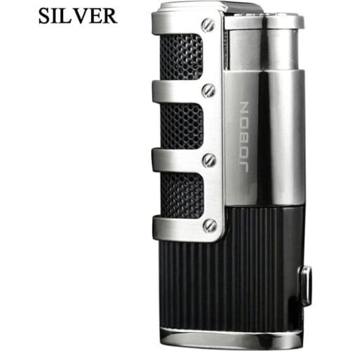 JOBON Metal Butane Torch Cigar Windproof Lighter Strong Three Fires Cool Cigarette Accessory Without Gas