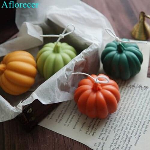 Mini Pumpkin Shape Candle Silicone Mold DIY Aroma Plaster Crafts Mould Halloween Home Decoration Small Candle Soap Mold