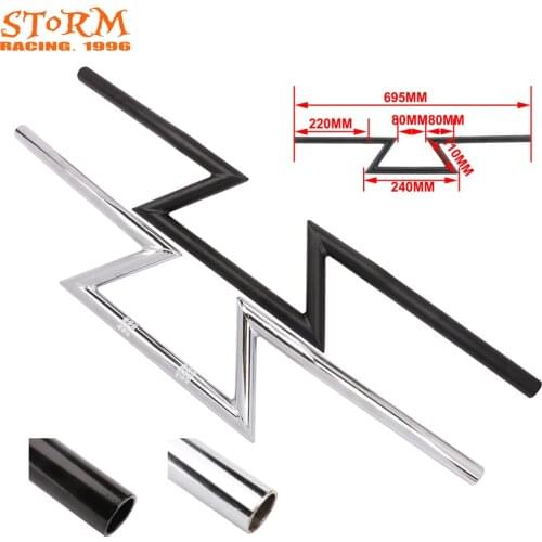 Motorcycle 22mm Black Chrome Retro Drag Handle Handlebar Z Bar For Harley Triumph Sportster Honda Yamaha Chopper Cruisers Bobber