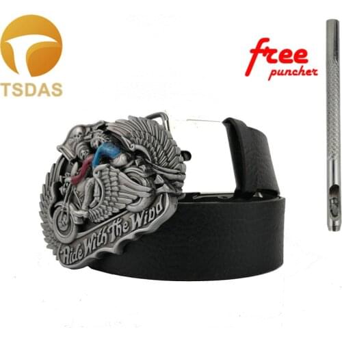 Men Women Skull Motorcycle Belt Buckle Antique Metal For 4cm Wide Belt