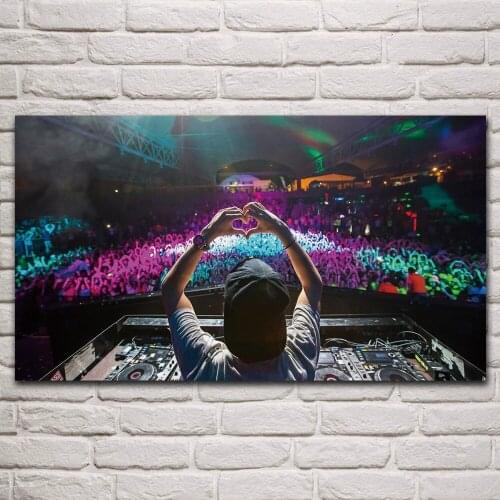 Music festival people crowd house dj heart fabric posters on the wall picture home art living room decoration for bedroom KQ193