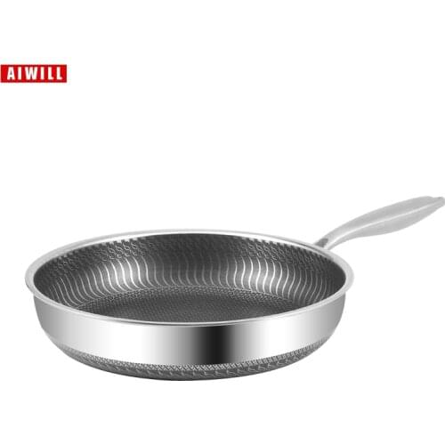 AIWILL NEW 304 Upgrade Stainless Steel Skillet Frying Pan Set Induction Compatible Multipurpose Cookware Use for Home Kitchen