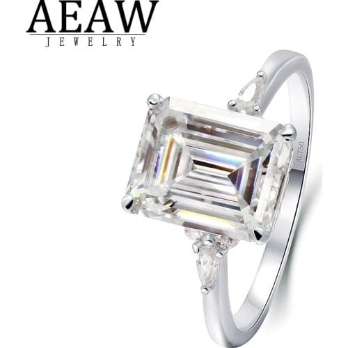 D color VVS1 Emerald Cut Moissanite Engagement Halo Ring 5.0Ct 9x11mm Wedding Ring Solid Real 14k White Godl For Women