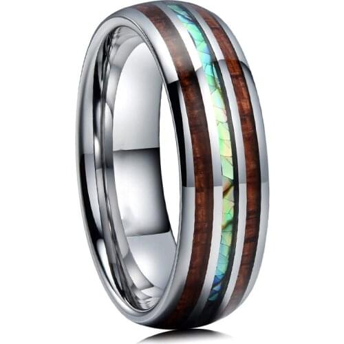 Wholesale 5pcs/lot KOA Wood with Abalone shell Tungsten Carbide Rings for Men Women Wedding Band Factory Price