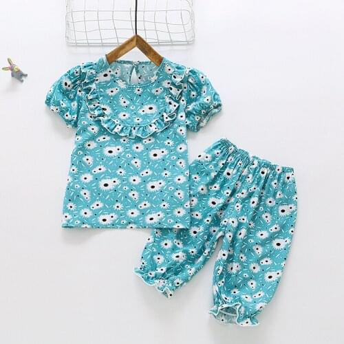 Big Childrens Pajamas Set Baby Suit Kids Clothes Toddler Boys Girls Cotton Cartoon Printing Tops Pants Set 1-5Years Home Wear