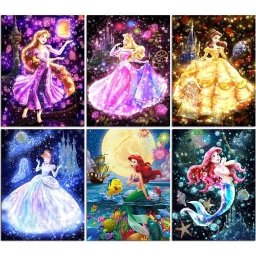 Full Drill 5D DIY Diamond Painting Disney Cartoon Princess Beauty and the Beast Diamond Embroidery Mosaic Art Home Decoration