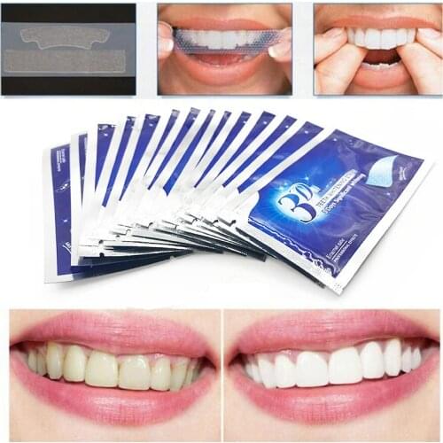 28Pcs/14Pair Gel Teeth Whitening Strips Oral Hygiene Care Double Elastic Teeth Strips Whitening Dental Bleaching Tools