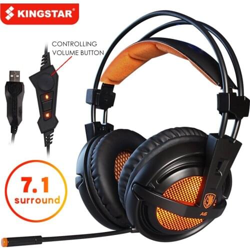 KINGSTAR PC wired Gaming Headphones Headset Gamer 7.1 Surround Sound Stereo Earphones Microphone LED Light Head Set
