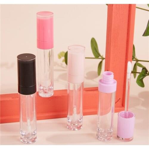 8ml Plastic Thick-walled Clear Cylindrical Lip Gloss Empty Tube Cosmetic Pink Lipgloss Stick Packaging Container