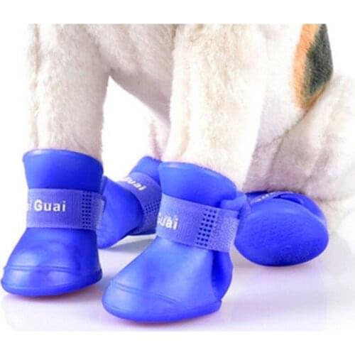 4Pcs/Set Dog Raining Shoes Waterproof Pet Shoes for Dog Puppy Colorful Rubber Boots Portable Durable Puppy Shoes Pet Suppliers