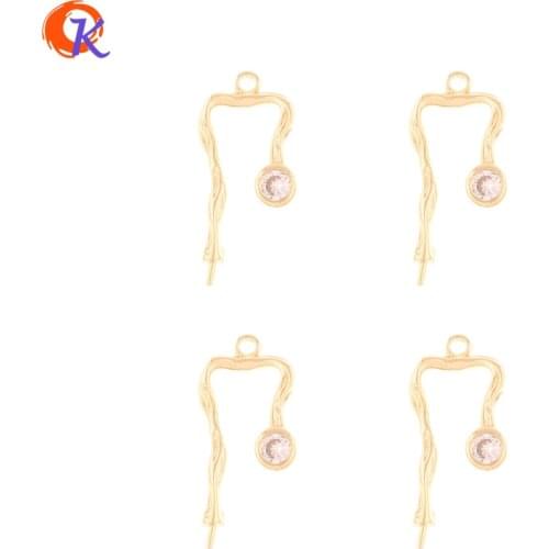 Cordial Design 40Pcs 10*21MM Jewelry Accessories/Hand Made/CZ Charms/Genuine Gold Plating/DIY Making/Earring Findings/Connectors