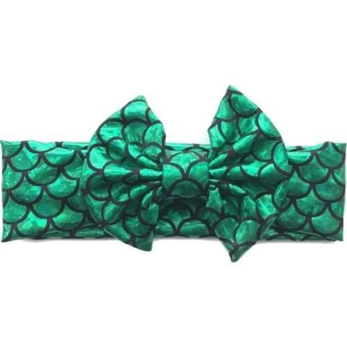 New Fashion Newborn Girl turban headwrapSequins Bow Glitter Metallic Mermaid Headband for toddler infants accessories
