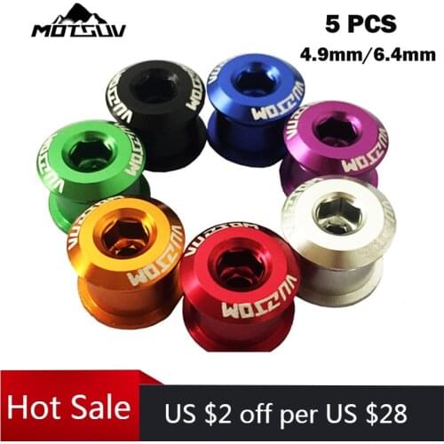 5Pcs MTB Bicycle Chainwheel Screws Cycling Chainring Wheel Bolt Alloy 7075 4.9mm/6.4mm Road Bike Disc Screws for Crankset Parts