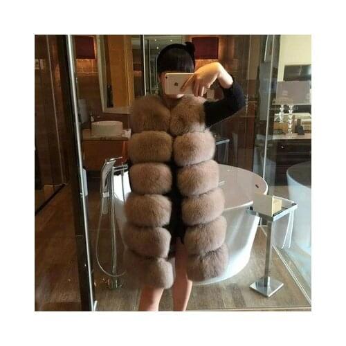 Women fur coat fox faur fur vest jacket coat winter female fur jacket outerwear waistcoat natural long fox fur slim vest coats