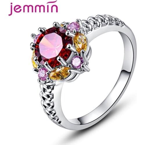 Boutique Women Dazzling 925 Sterling Silver Engagement Rings Cubic Zirconia Bijoux AAA Austria Crystal Jewelry Birthday Gift