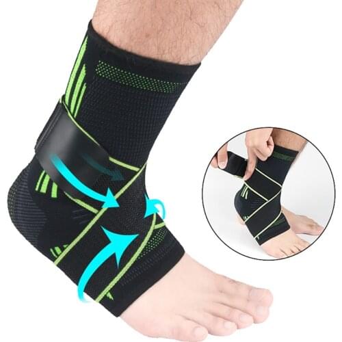 1Pair Ankle Brace Knitted Elastic Adjustable Fixed Bandage Strap Soccer Protection Accessories For Lower Leg