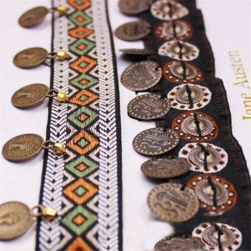 1 Yard Copper Tassel African Lace Trim Bohemian Cotton Fabric Ribbon Fringe Drop Handmade Sewing Clothes Curtains Accessories