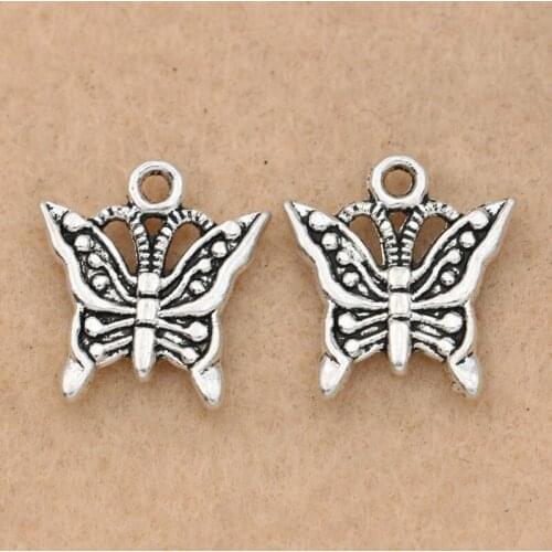 10pcs Vintage Butterfly Charms Pendants Jewelry Making Tibetan Silver Plated Diy Craft Charms Handmade 16x16mm