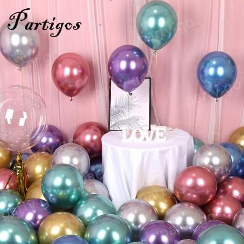 100/200pcs 5/10inch New Chrome Metallic Latex Balloons Inflatable Globos Helium Balloon Birthday Party Decorations Kids New Year
