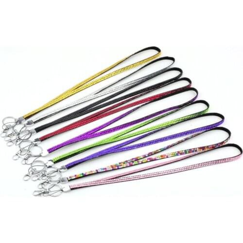 100pcs/lot Rhinestone Bling Lanyard with Metal Hook and Key Chain Fashion Phone Strap Lanyard Wholesale Free shipping