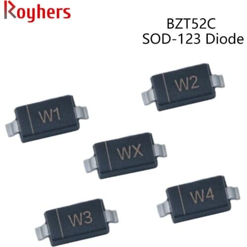 100Pcs SMD Zener Diode BZT52C13 WI BZT52C16 WK BZT52C18 WL BZT52C20 WM BZT52C27 WP BZT52C30 WQ BZT52C33 WR BZT5239 WT SOD-123