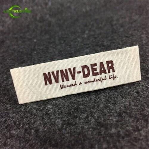 1000pcs Customized Printed White/Beige Cotton Garment Labels/Clothing Tags Custom Brand Logo Printed Labels for Baby Clothing