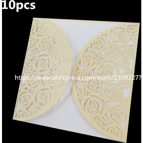 15*15cm 10pcs Hollow Wedding Invitation Cards Card Paper And Cover Kit For Wedding Birthday Shower Party Decoration 6Z-SH817-10