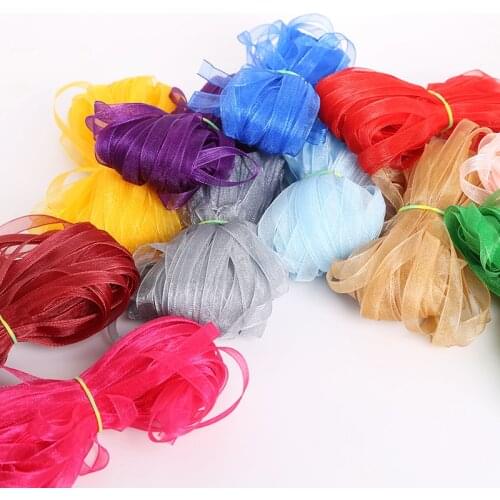 20yards/lot Silk Organza Ribbon 6mm Wide Party Home Wedding Decoration Gift Wrapping Christmas New Year DIY Material Supplies