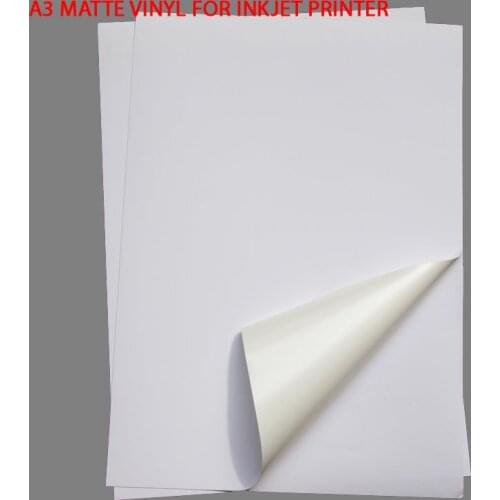 A3 Blank Waterproof Sticker Paper Matte White Vinyl Label SPECIAL for Inkjet Printer