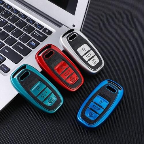 TPU Car Remote Smart Key Cover Case Shell For Audi A1 A3 A4 A5 A6 A7 A8 Quattro Q3 Q5 Q7 2009-2015 Auto Accessories Ring